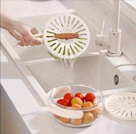 Fruit & Vegetable Drain Basket with Lid – Multifunctional Washing & Storage Container