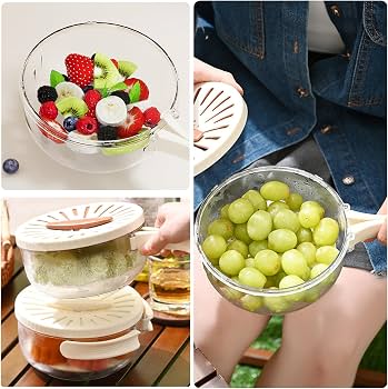 Fruit & Vegetable Drain Basket with Lid – Multifunctional Washing & Storage Container