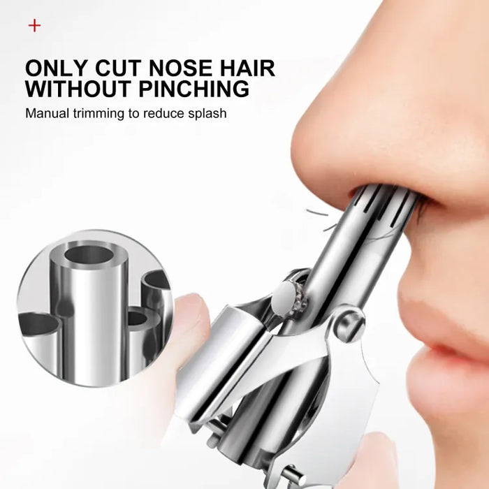 Manual Stainless Steel Nose Hair Trimmer – Safe & Painless Nose Hair Remover for Men & Women