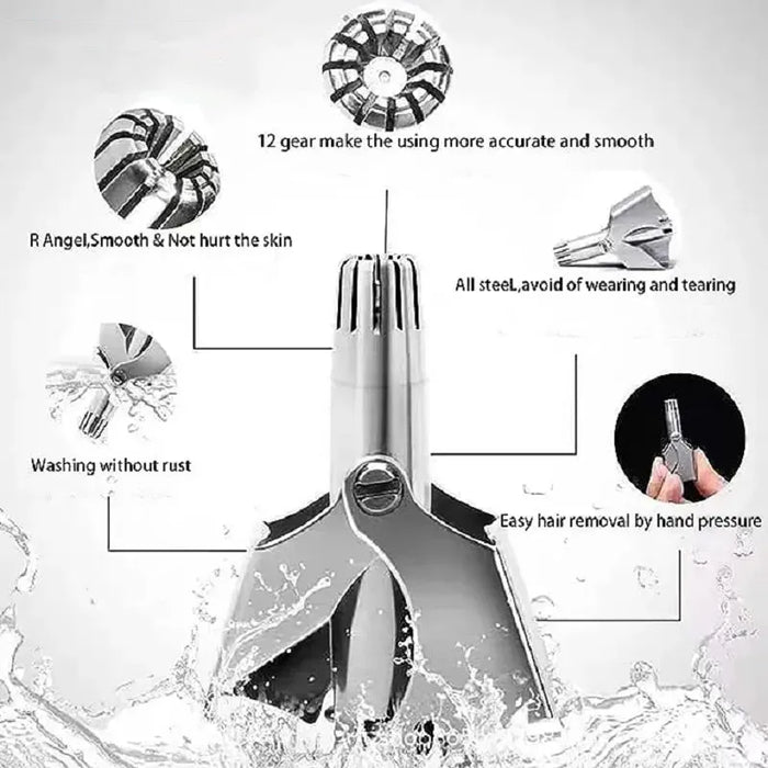 Manual Stainless Steel Nose Hair Trimmer – Safe & Painless Nose Hair Remover for Men & Women